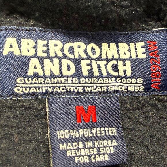 Abercrombie & Fitch Womens Navy Blue Fleece Vest M Full Zip Embroidered Logo - Picture 2 of 7